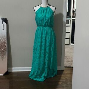 A'gaci lace halter maxi in teal sz large